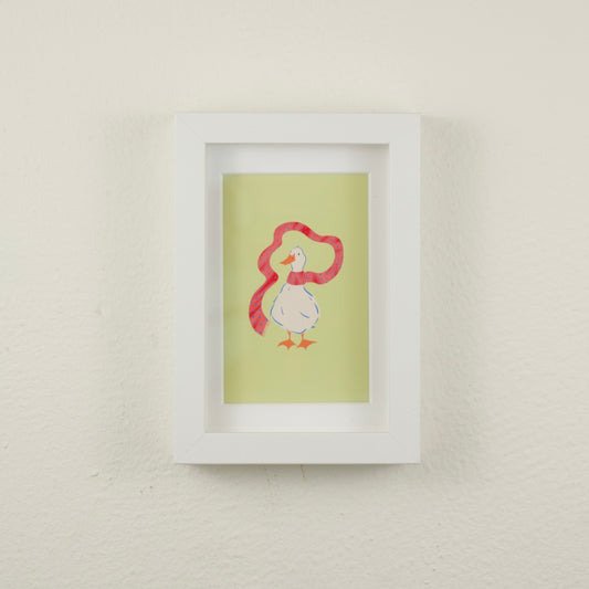 Goose with a Polka Dot Scarf — Framed Art Print