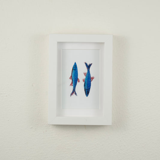 Two Blue Fish — Framed Art Print