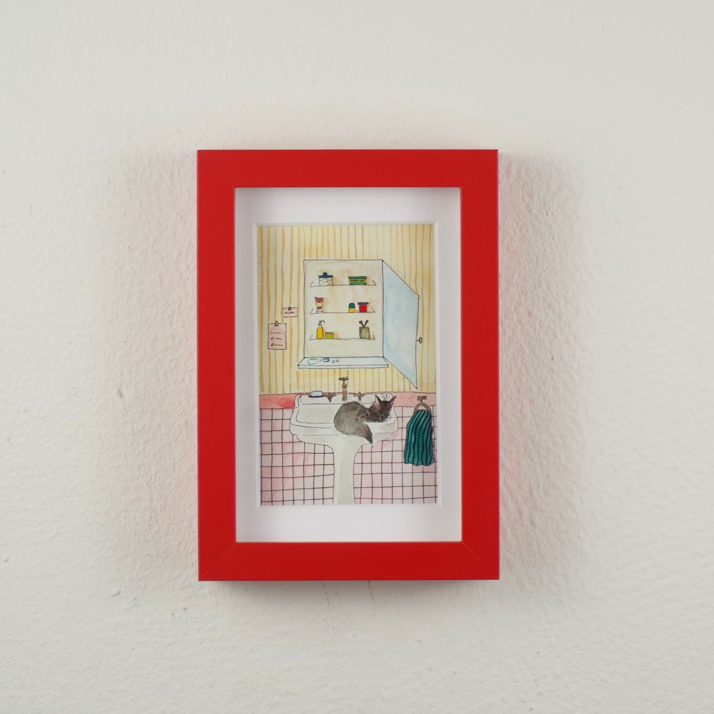 Cat in the Sink — Framed Art Print