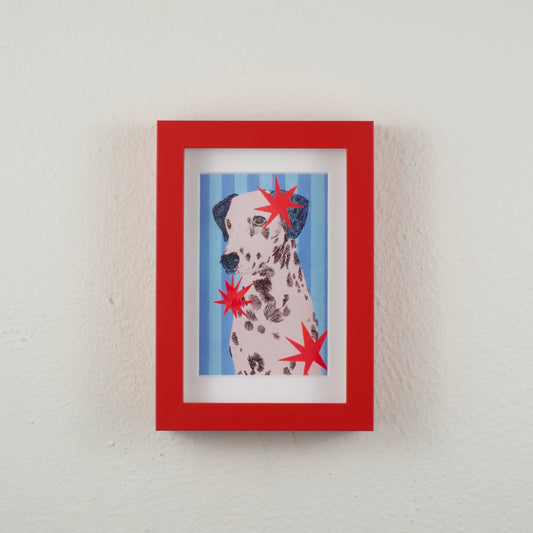 Dalmatian with Red Stars — Framed Art Print